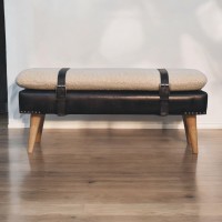 Скамья Bouclé из черной буйволиной кожи
