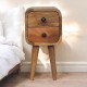 Extra Mini Curved Oak-Ish Mango Wood Nightstand