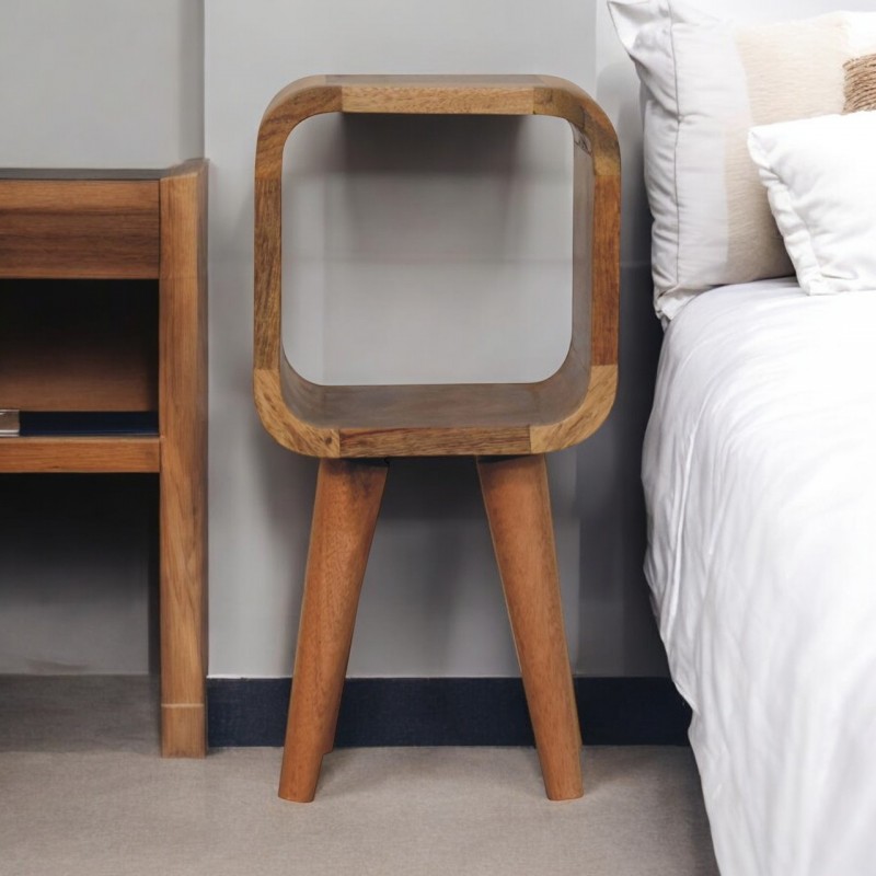 Extra Mini Minimalist Oak-Ish Open Shelf Nightstand