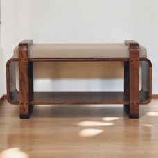 Скамья Loop Chestnut с мягким сиденьем и полкой