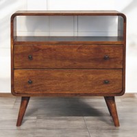 Curved Nordic Charm Konsole in Chestnut