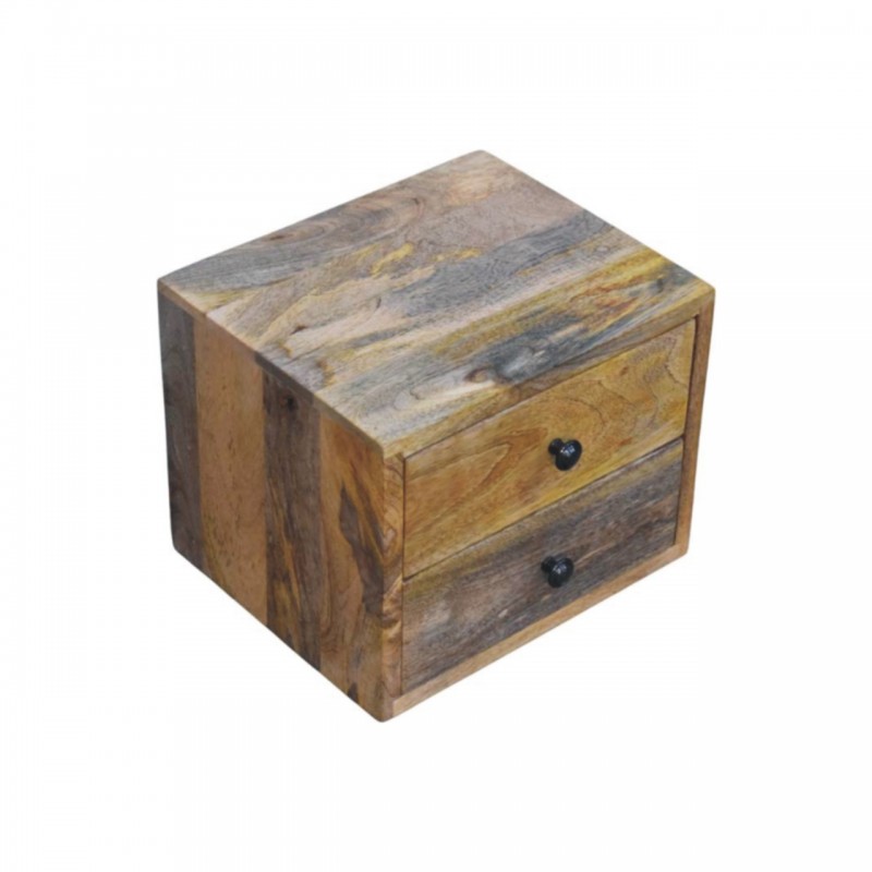 Solis Oak-Ish Wall Mounted Nightstand with 2 Drawers