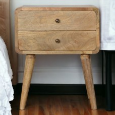 Curved Oak-Ish Nordic Nightstand