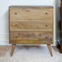 Curved Oak-Ish Nordic Chest of Drawers