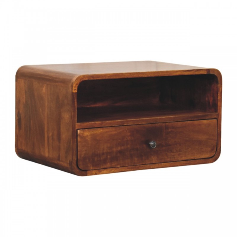 Avora Wall-Mounted Chestnut Wood Nightstand