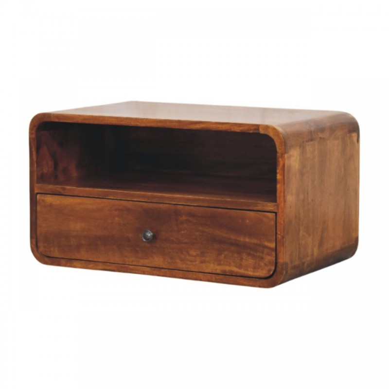 Avora Wall-Mounted Chestnut Wood Nightstand