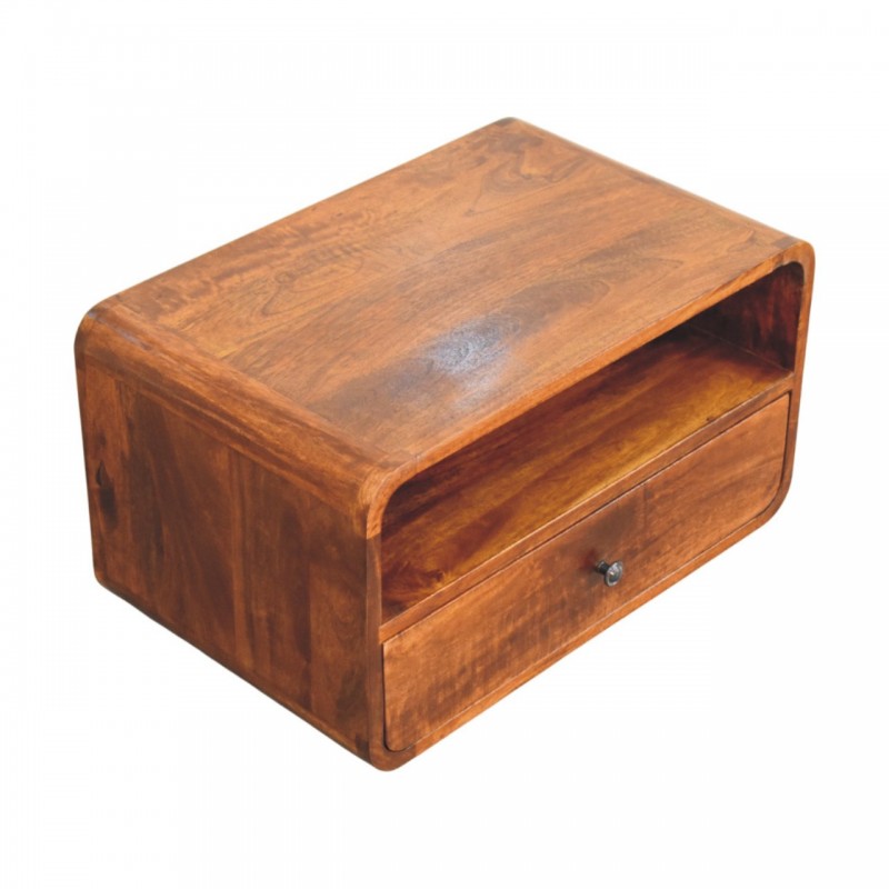 Avora Wall-Mounted Chestnut Wood Nightstand
