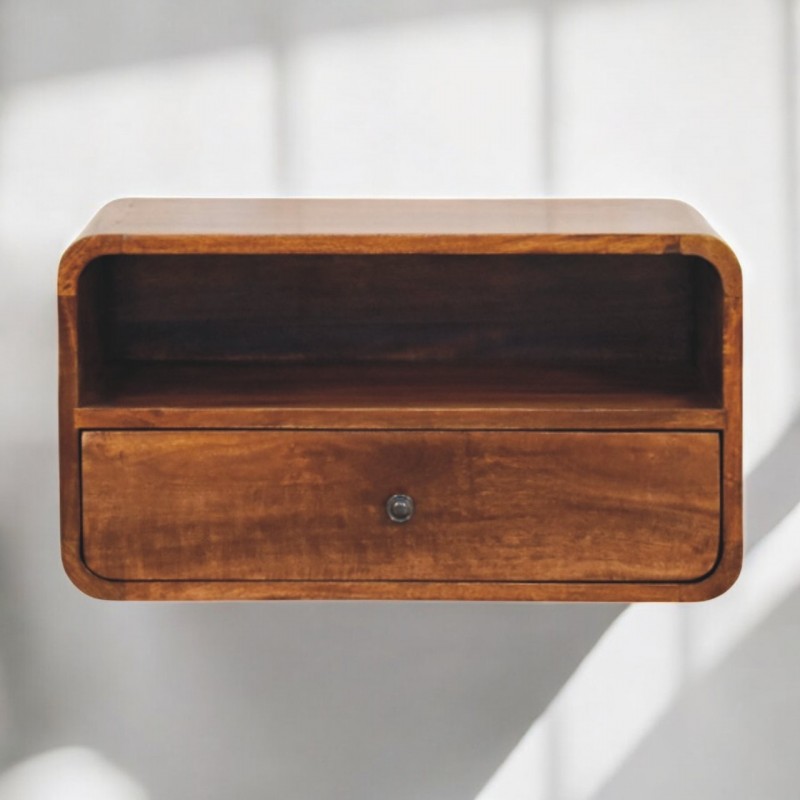 Avora Wall-Mounted Chestnut Wood Nightstand