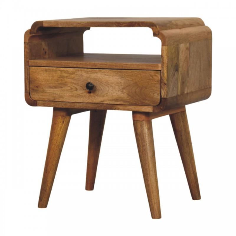 Newton Oak-Ish Nightstand with Drawer and Shelf
