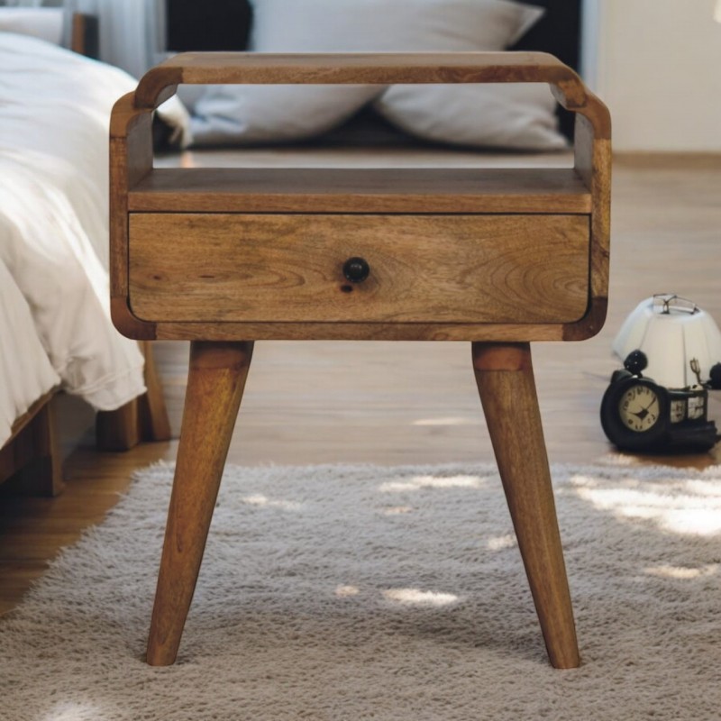 Newton Oak-Ish Nightstand with Drawer and Shelf