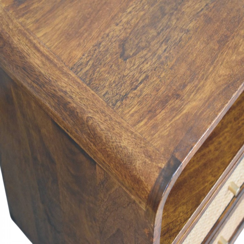 Larissa Chestnut Nachttisch mit Rattanfronten