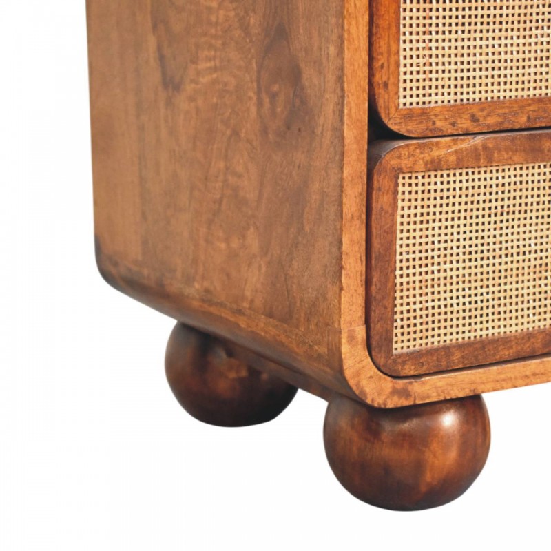 Larissa Chestnut Nachttisch mit Rattanfronten