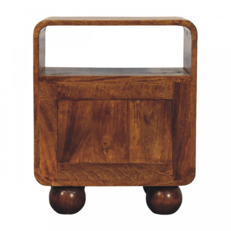 Larissa Chestnut Nachttisch mit Rattanfronten