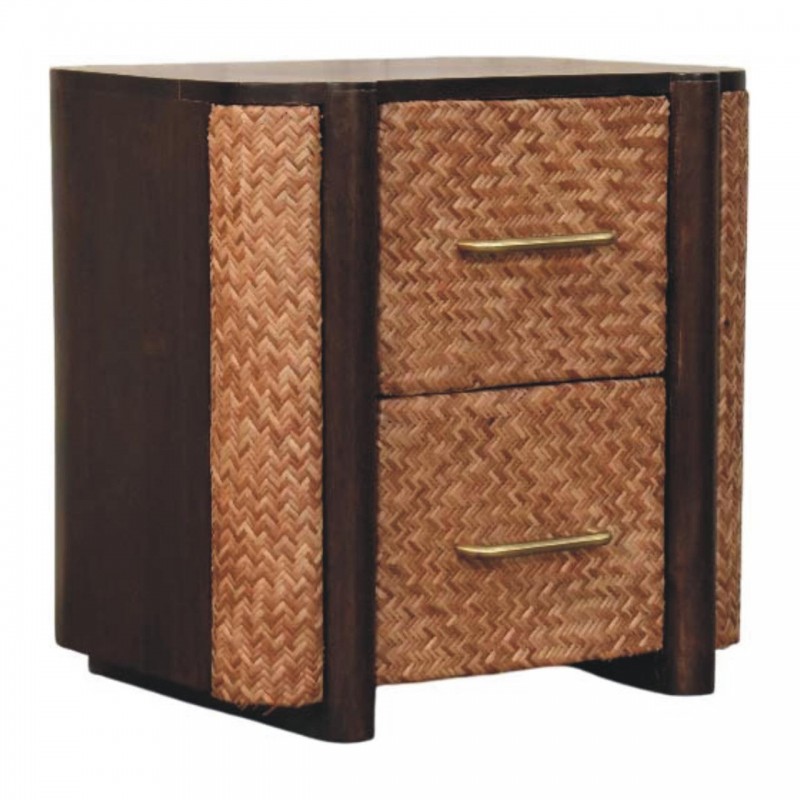 Havana Rattan Nachttisch in Velvet Mocha