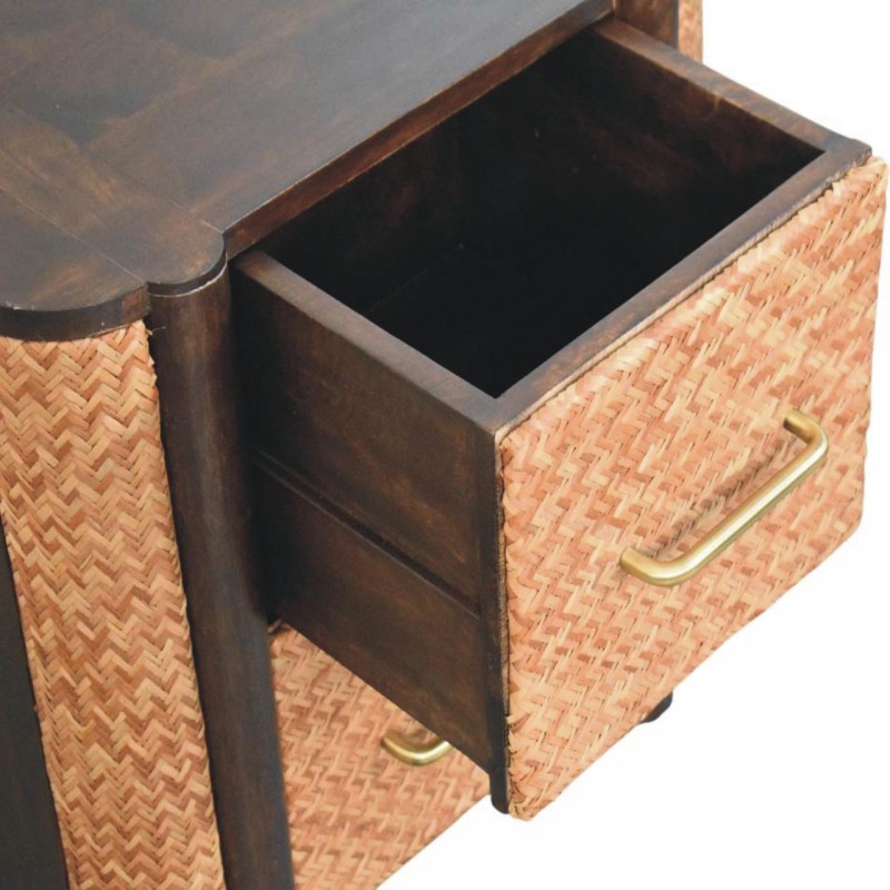 Havana Rattan Nachttisch in Velvet Mocha