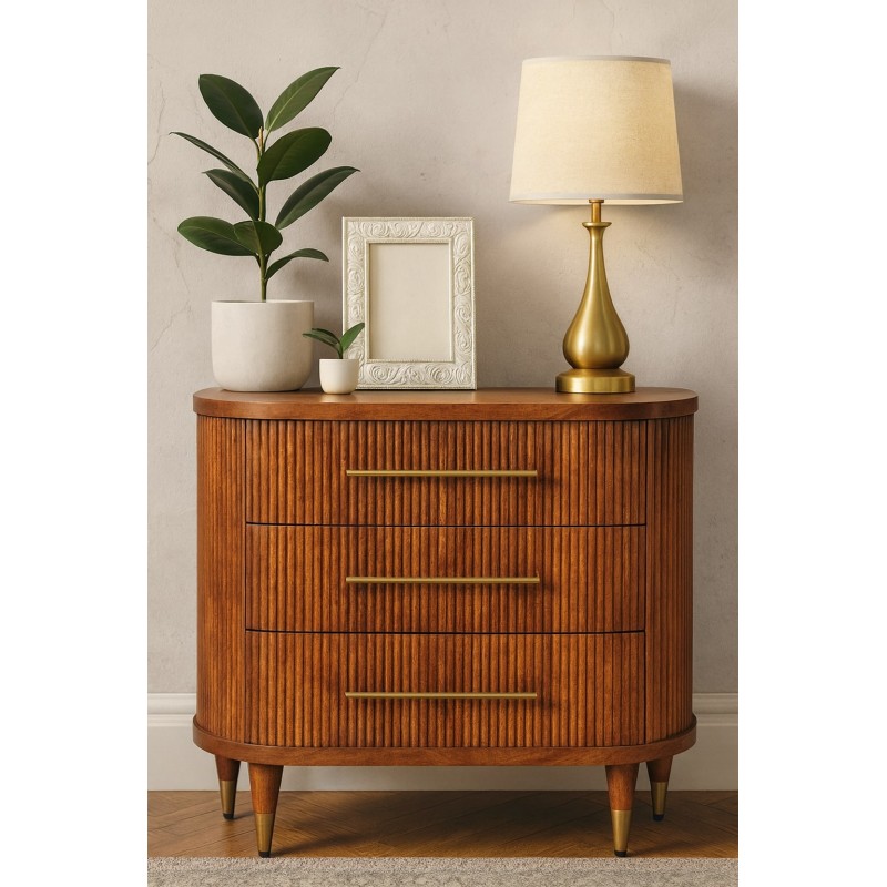 Комод Emerson Amber Oak с рифлёными фасадами