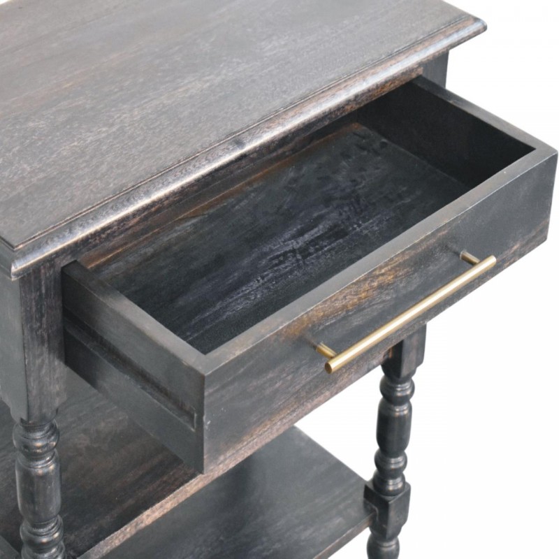 Heritage Carbon Ash Nachttisch mit Regalfächern