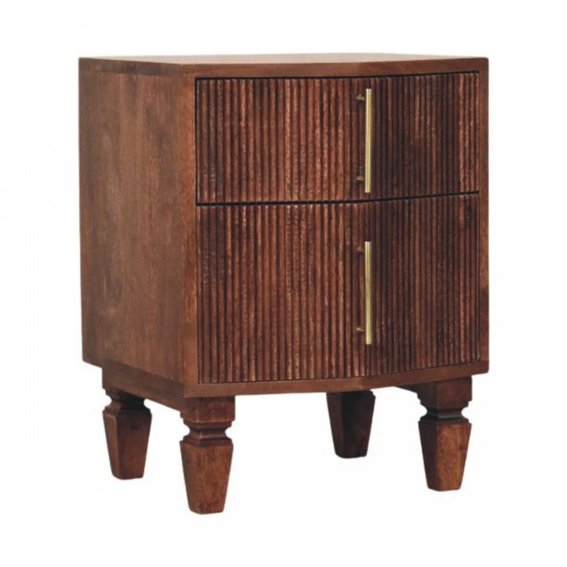Harper Amber Oak Nachttisch mit gerillten Fronten