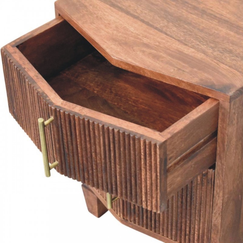 Harper Amber Oak Nachttisch mit gerillten Fronten