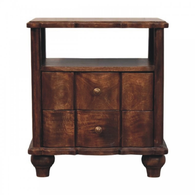 2 Drawer Bedside with Open Shelf