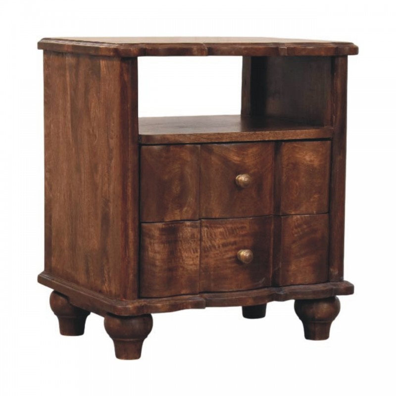2 Drawer Bedside with Open Shelf