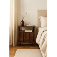 2 Drawer Bedside with Open Shelf