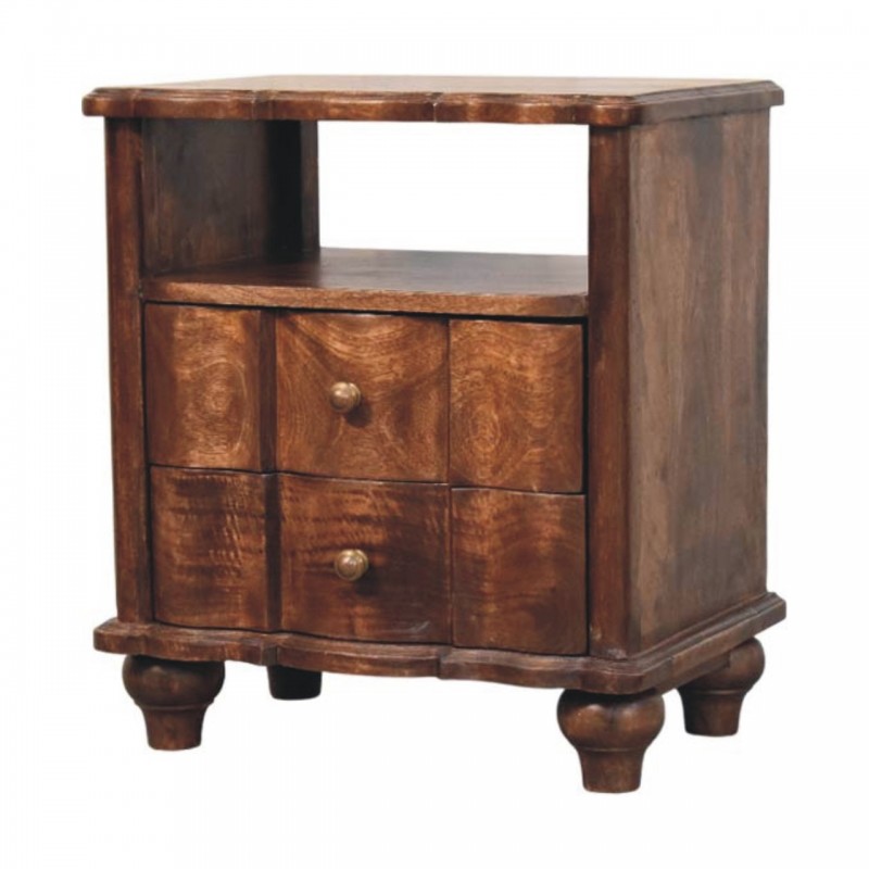 2 Drawer Bedside with Open Shelf