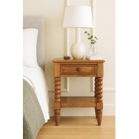 Spindle Amber Oak Bedside Table with Shelf