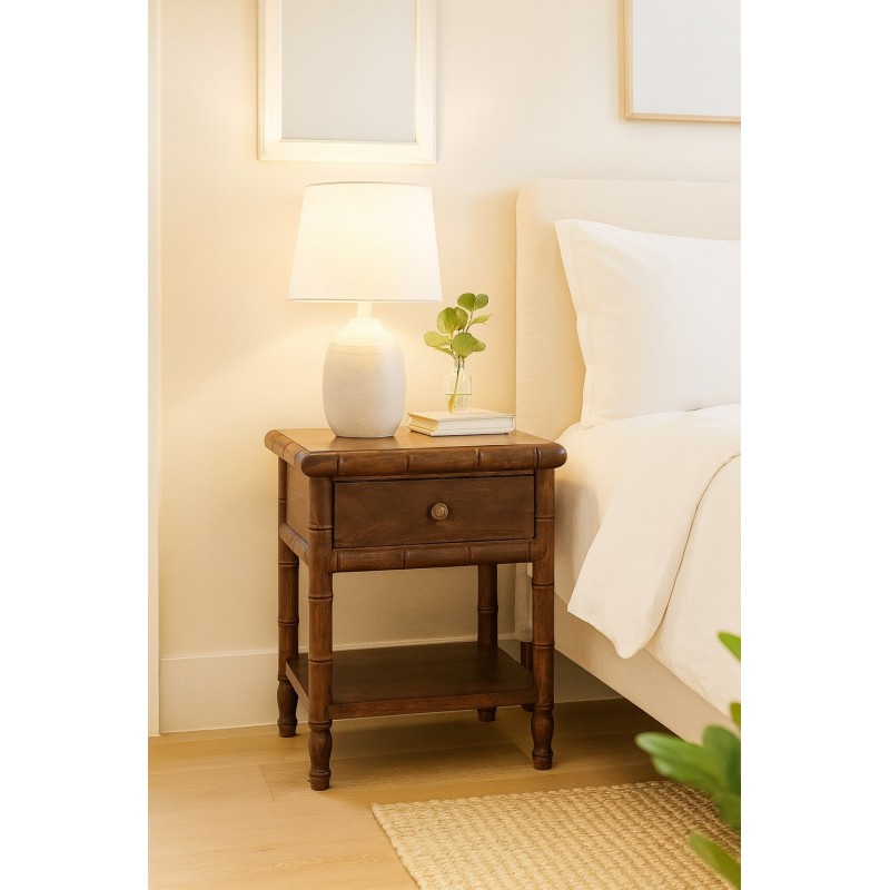 Bamboo Carved Bedside Table