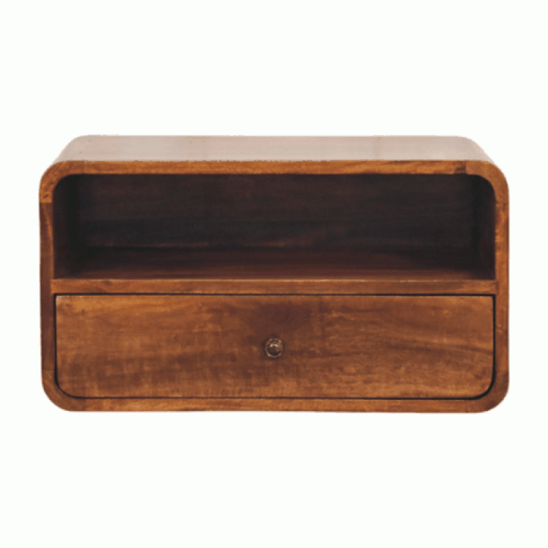 Avora Wall-Mounted Chestnut Wood Nightstand