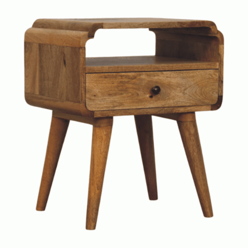 Newton Oak-Ish Nightstand with Drawer and Shelf