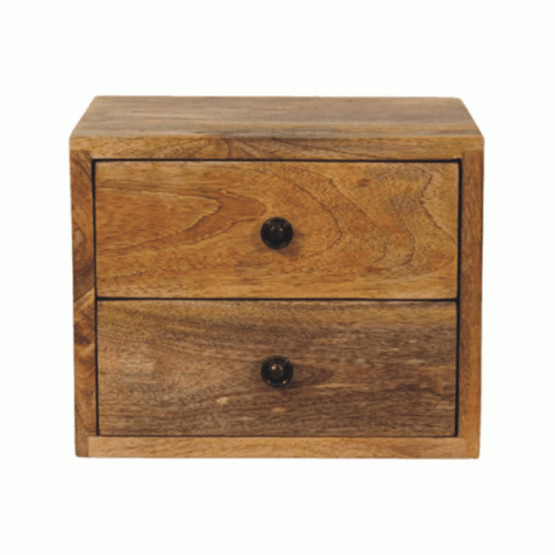 Solis Oak-Ish Wall Mounted Nightstand with 2 Drawers