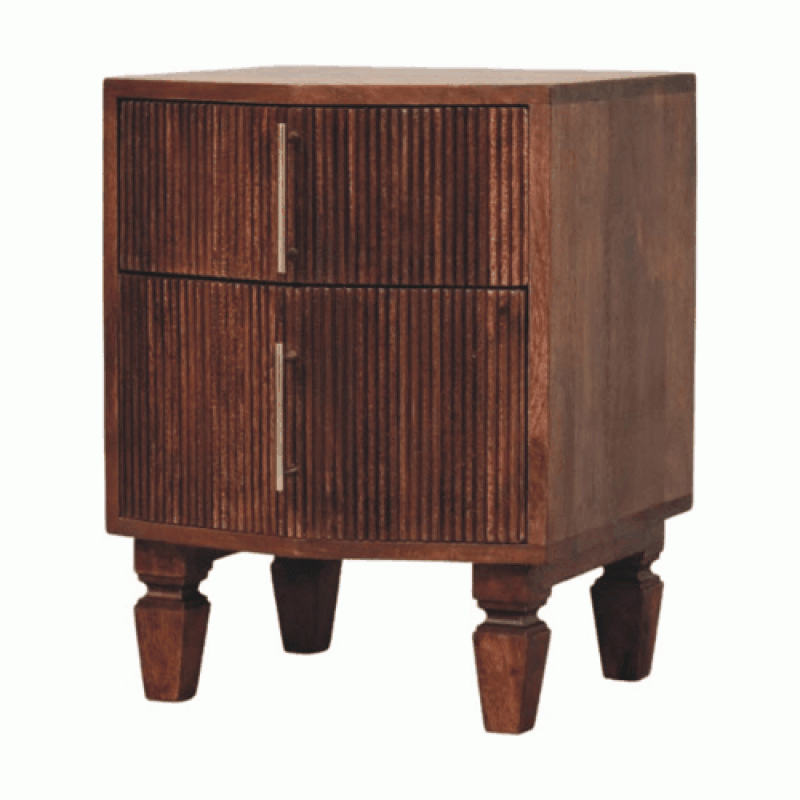 Harper Amber Oak Nachttisch mit gerillten Fronten