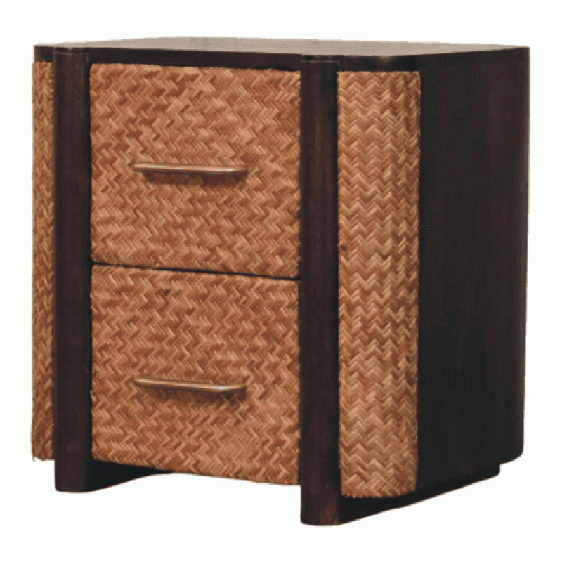 Havana Rattan Nachttisch in Velvet Mocha