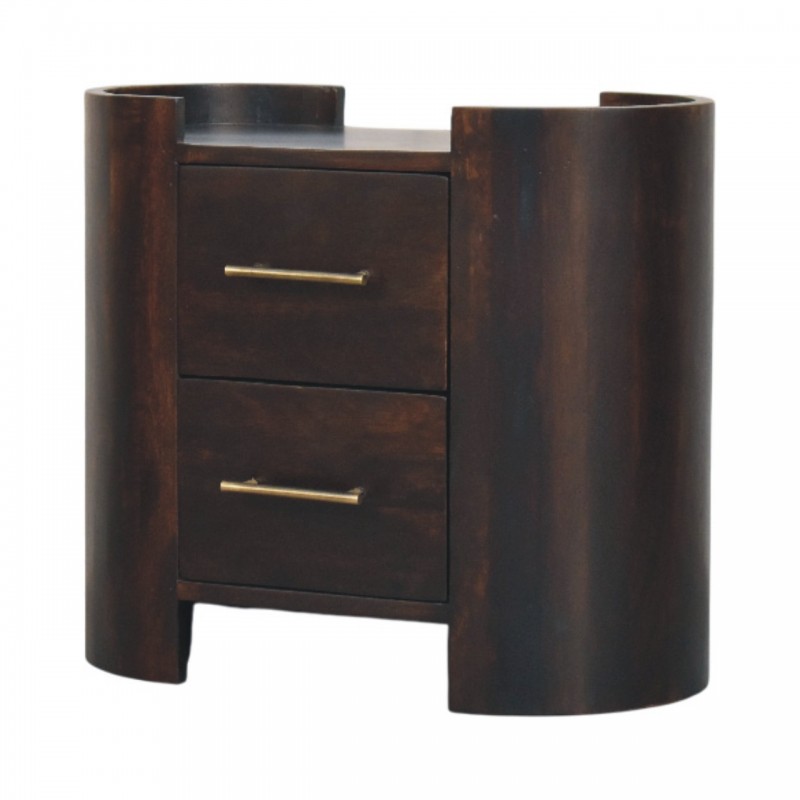 Valencia Velvet Mocha Nachttisch mit 2 Schubladen