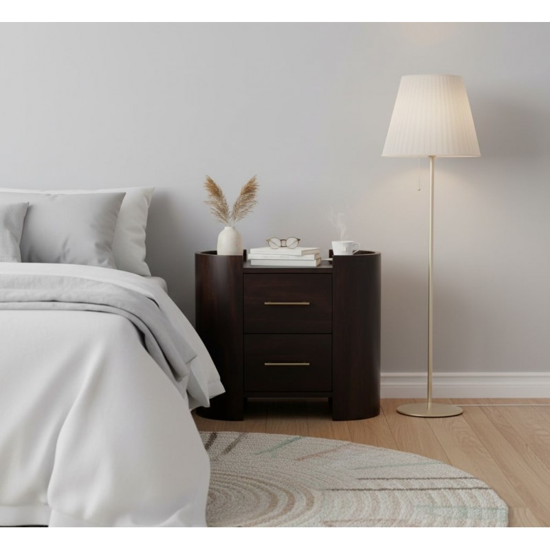 Valencia Velvet Mocha Nachttisch mit 2 Schubladen