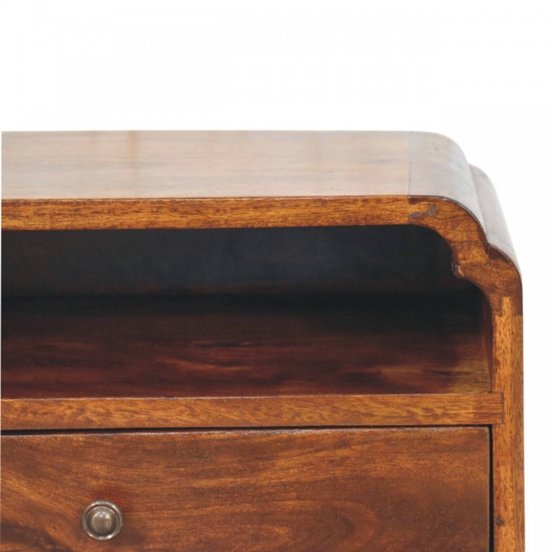 Avora Wall-Mounted Chestnut Wood Nightstand with Shelf
