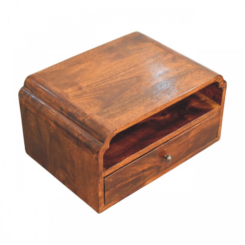 Avora Wall-Mounted Chestnut Wood Nightstand with Shelf