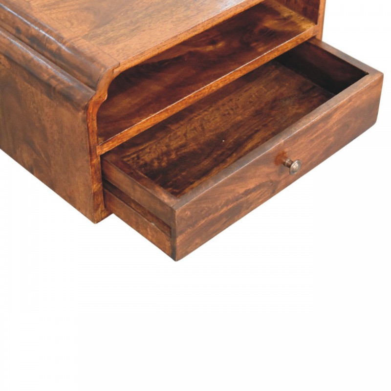 Avora Wall-Mounted Chestnut Wood Nightstand with Shelf