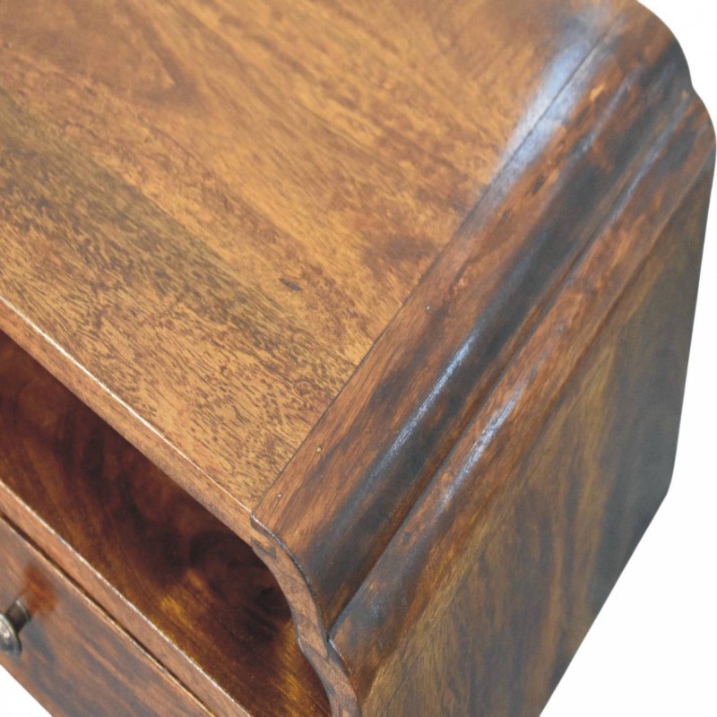 Avora Wall-Mounted Chestnut Wood Nightstand with Shelf