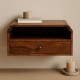 Avora Wall-Mounted Chestnut Wood Nightstand with Shelf