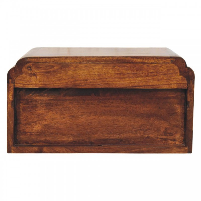 Avora Wall-Mounted Chestnut Wood Nightstand with Shelf