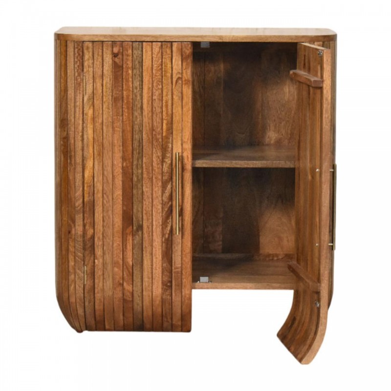 Шкаф для хранения Fluted Curve Golden Teak
