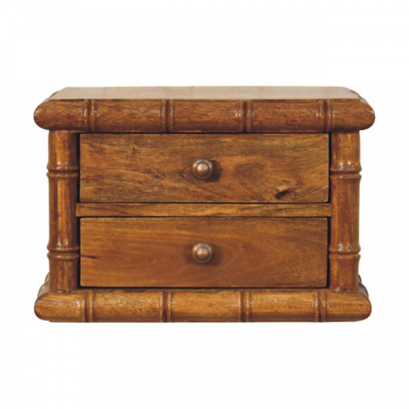Bamboo Bedside Table in Amber Oak Finish