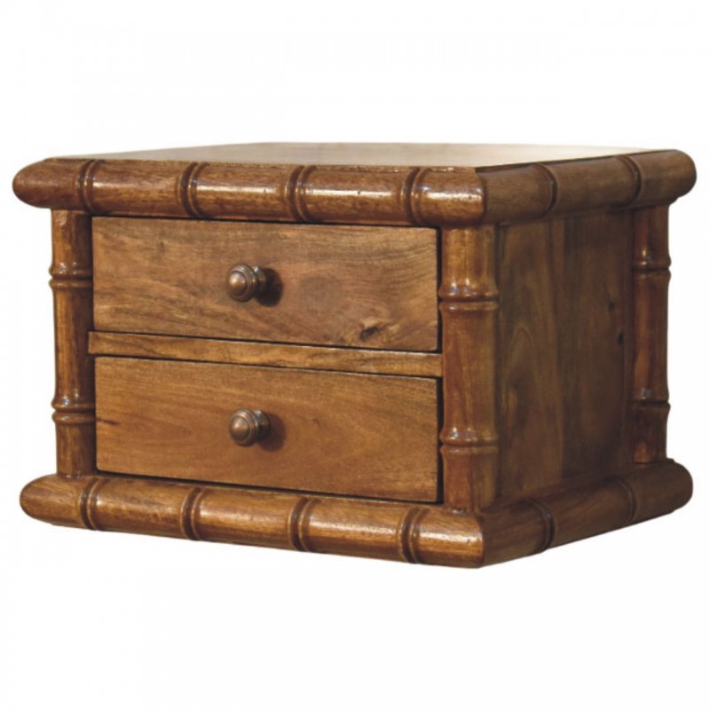 Bamboo Bedside Table in Amber Oak Finish