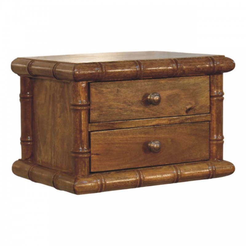 Bamboo Bedside Table in Amber Oak Finish