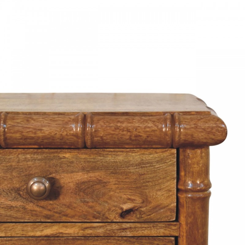 Bamboo Bedside Table in Amber Oak Finish