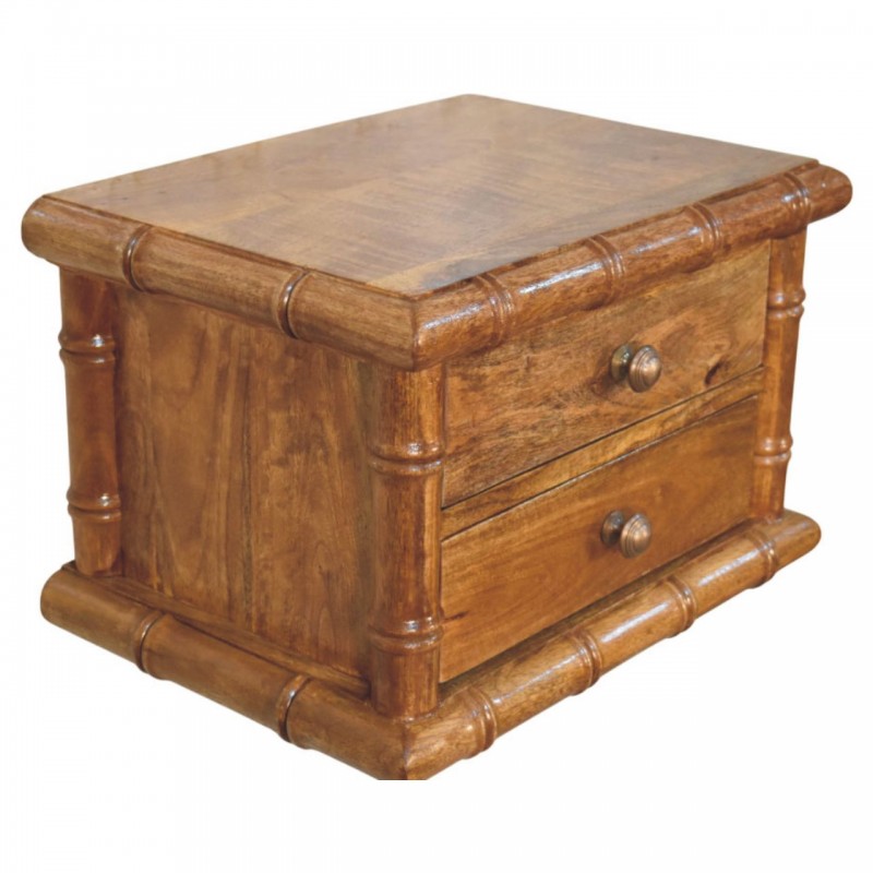 Bamboo Bedside Table in Amber Oak Finish