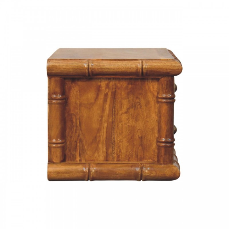 Bamboo Bedside Table in Amber Oak Finish